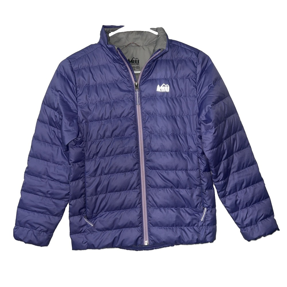 REI Girls 80% Down Puffer Girls Jacket Sz Medium (10-12) Lightweight Lavender